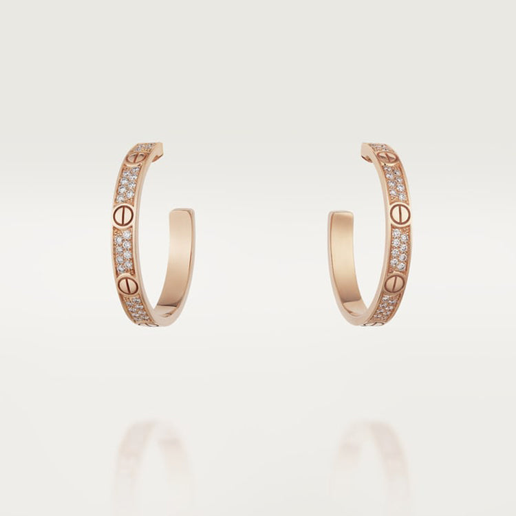 18k Love Pave Diamonds Earrings