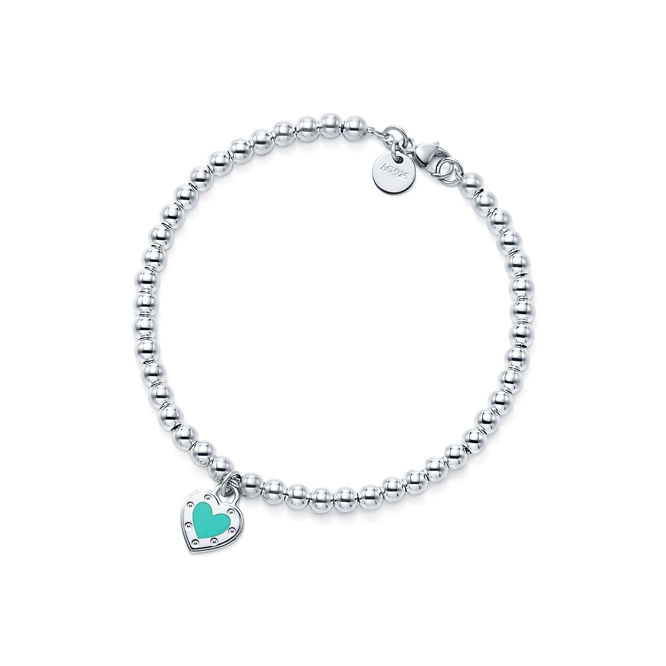 18K Return to Love Blue Heart Tag Bead Bracelet