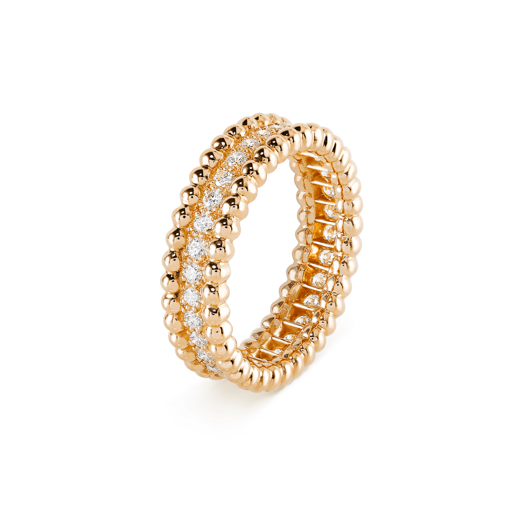 18K Yellow Gold Perlée Diamonds Ring