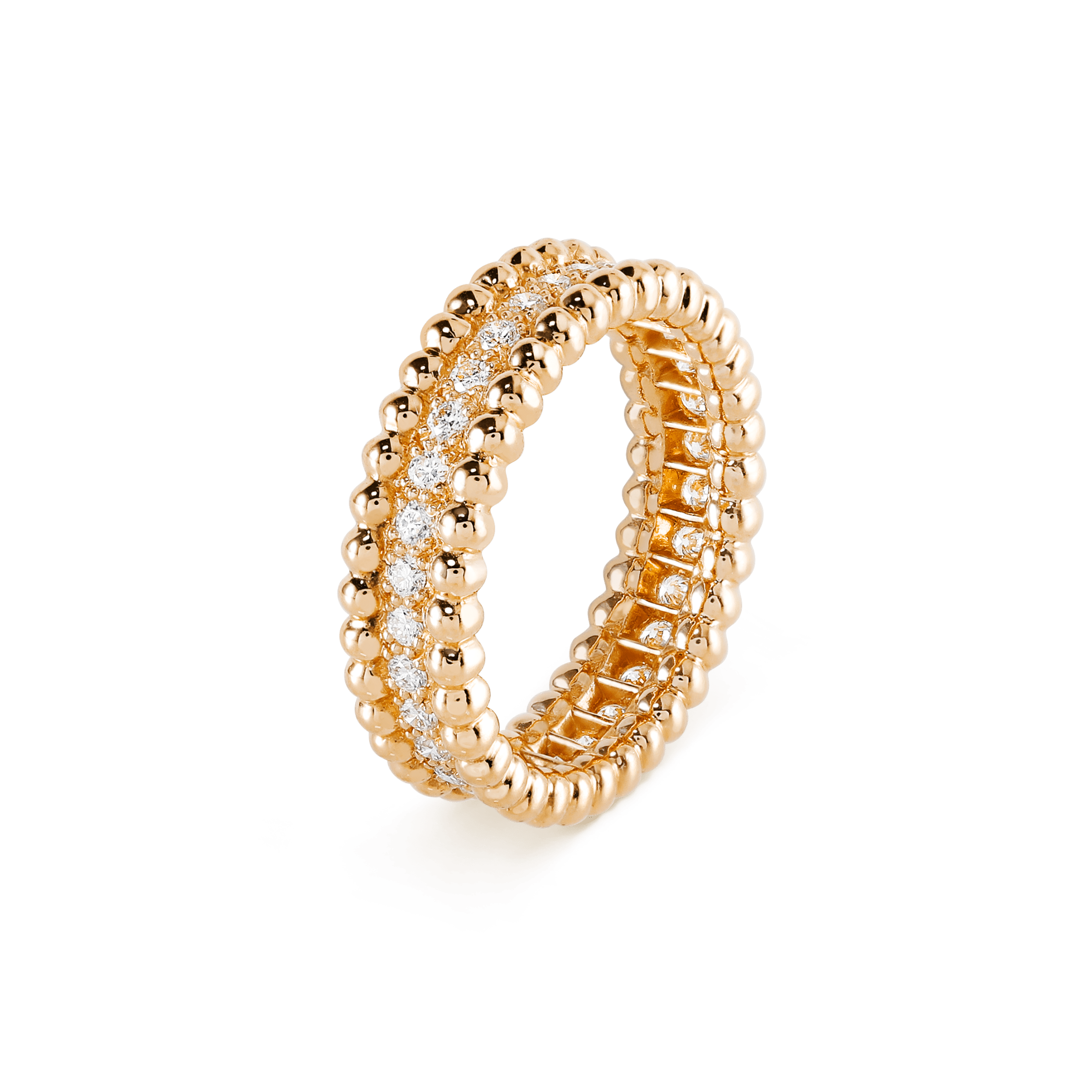 18K Yellow Gold Perlée Diamonds Ring