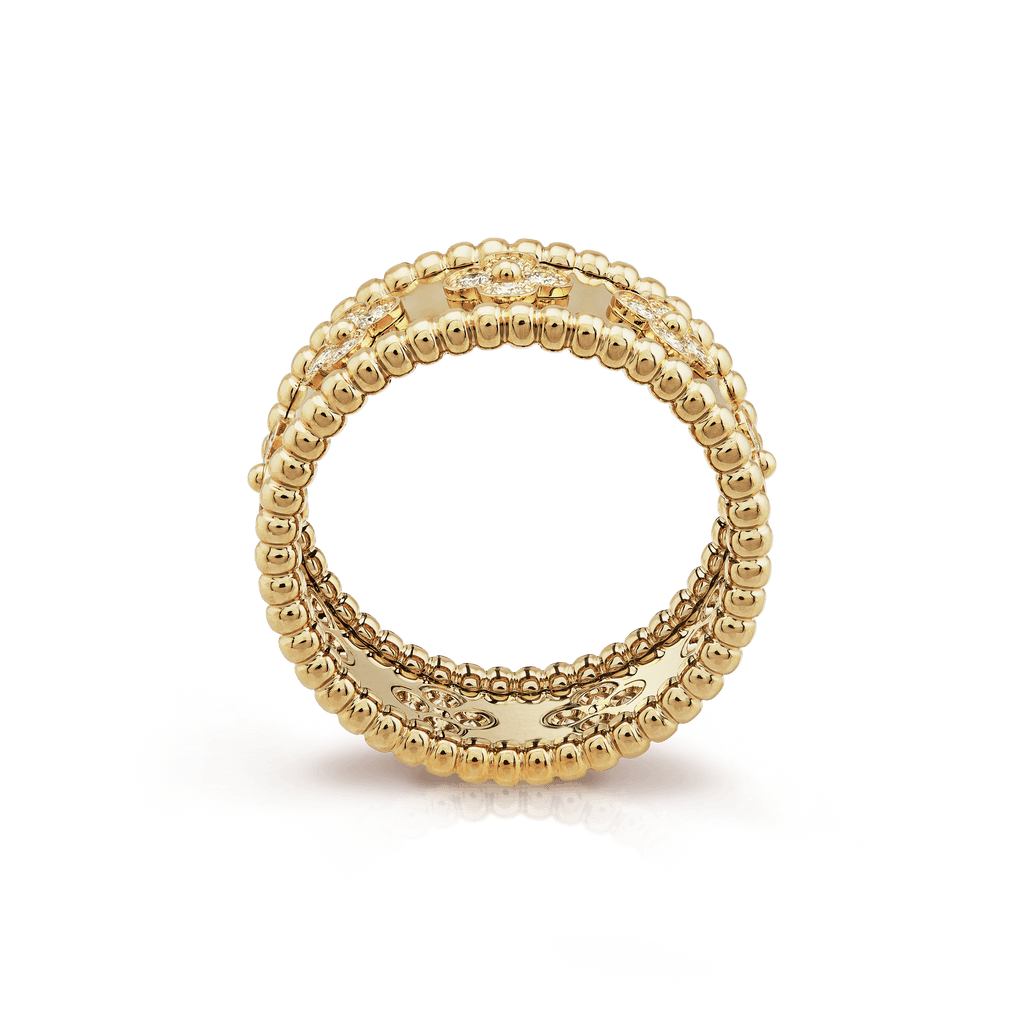 18K Perlée Clovers Ring