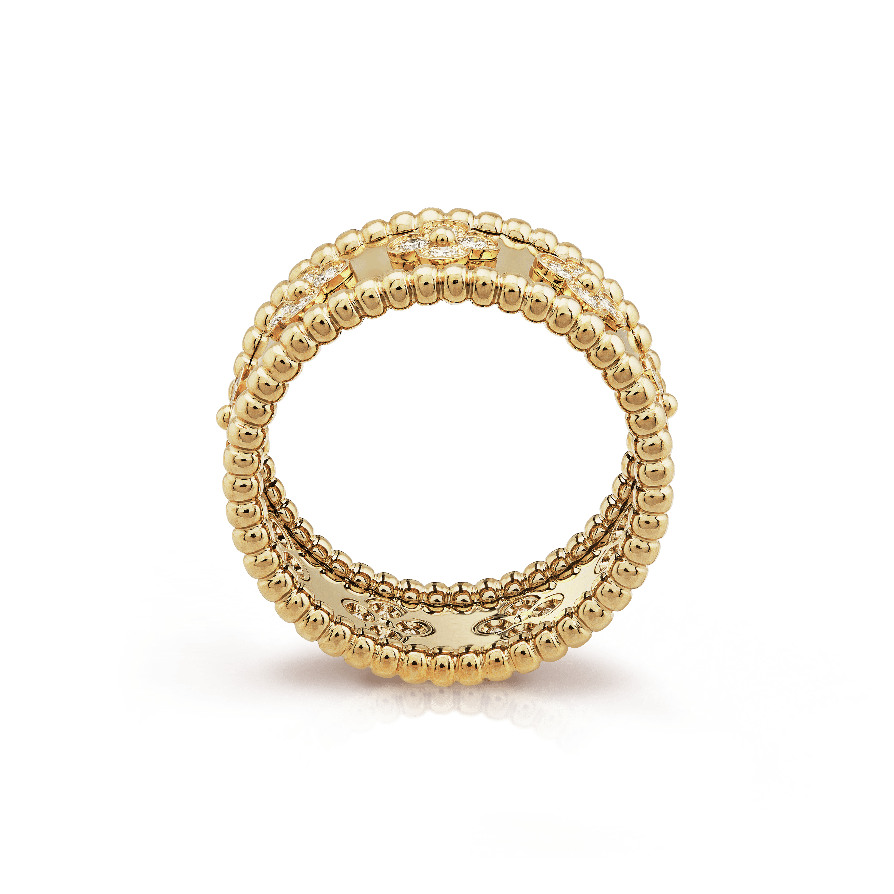 18K Perlée Clovers Ring