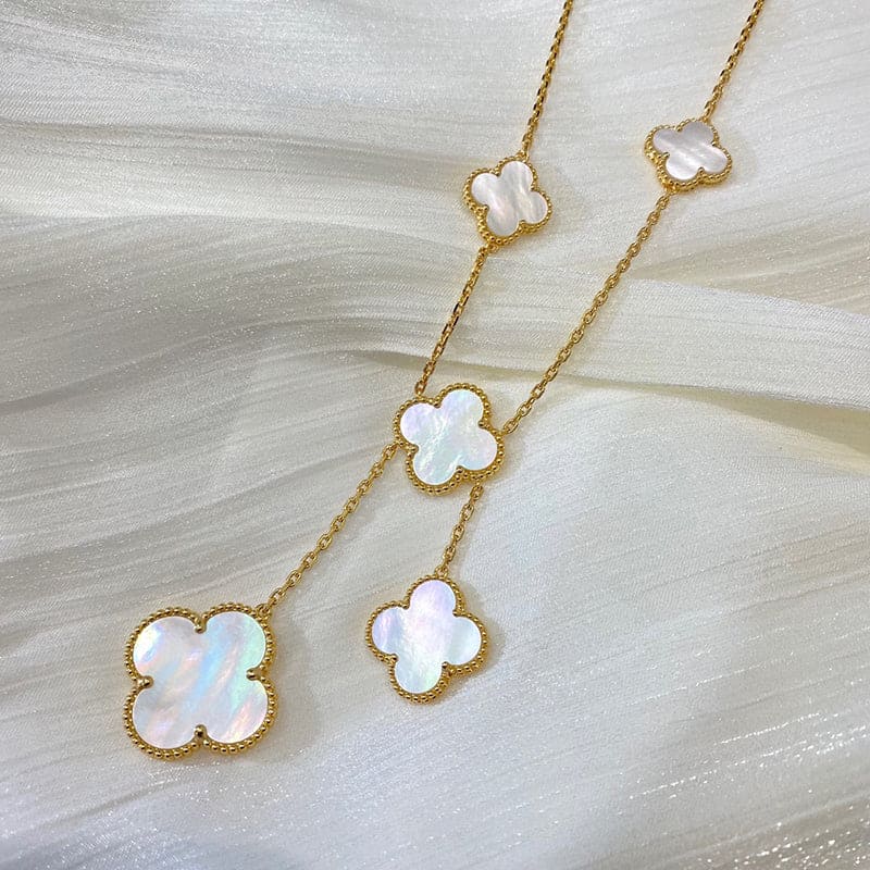 18K Magic Alhambra Six Pearls Motifs Clover Necklace