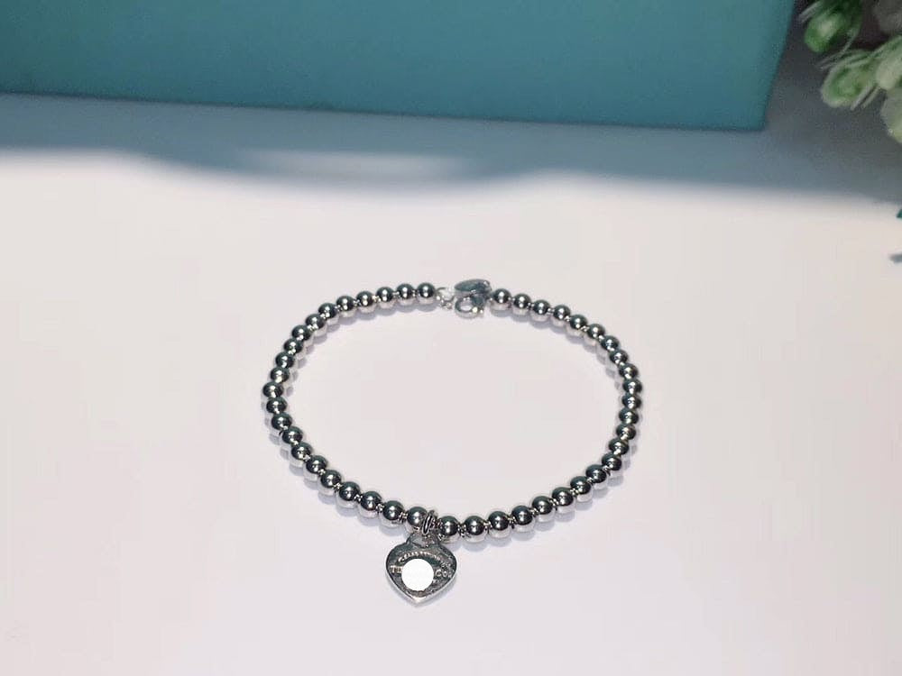 18K Return to Blue Heart Tag Bead Bracelet