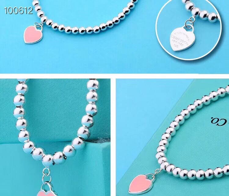 18K Return to Pink Heart Tag Bead Bracelet