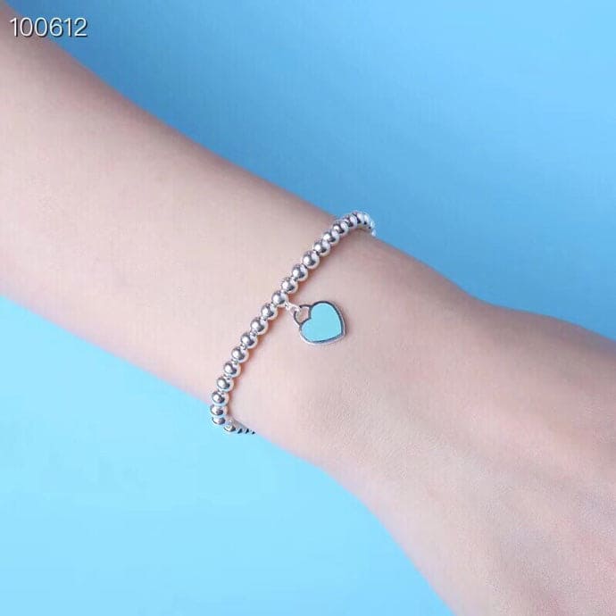 18K Return to Blue Heart Tag Bead Bracelet