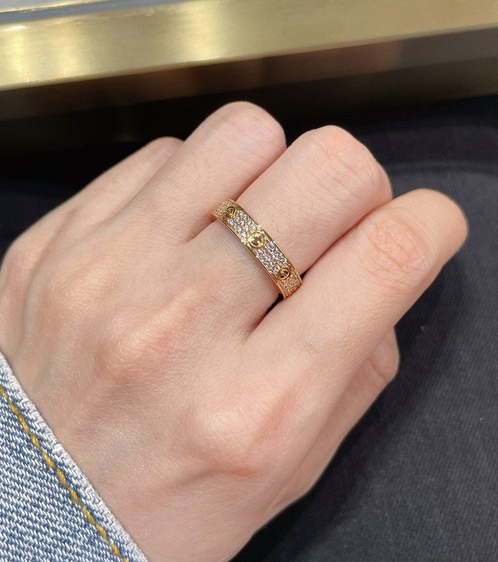 18K Love Diamond-Paved 3mm Ring