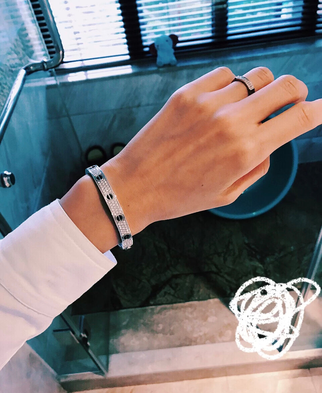 18K Diamond-paved Ceramic  Love Bracelet