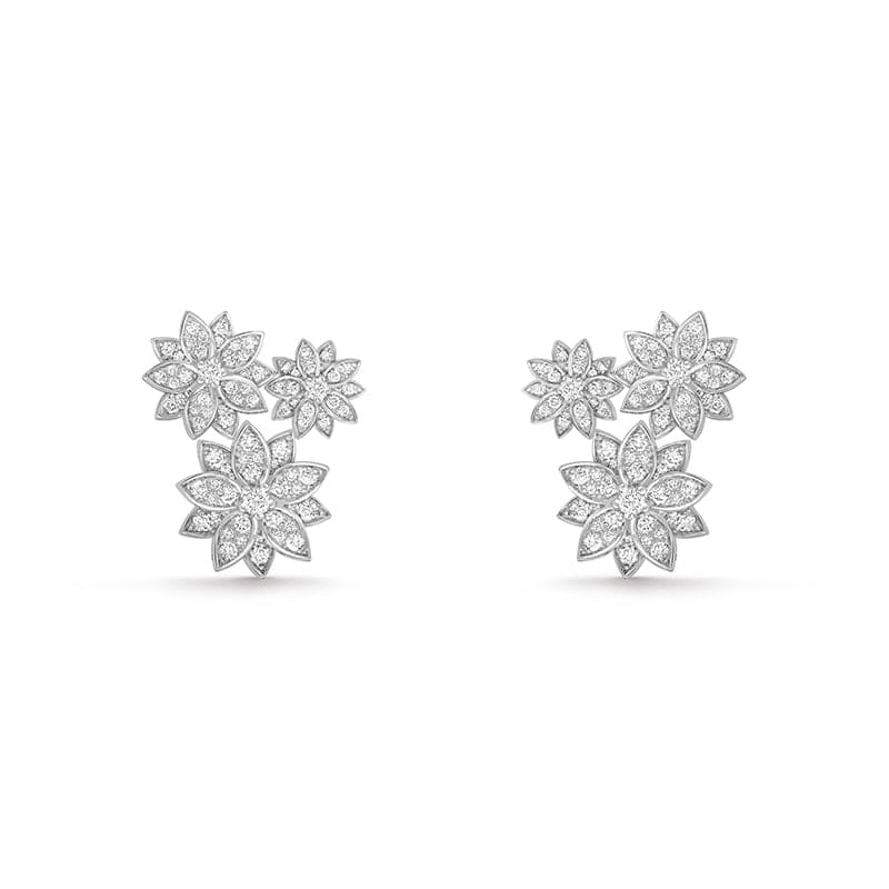 18k Lotus Three Flowers Earrings