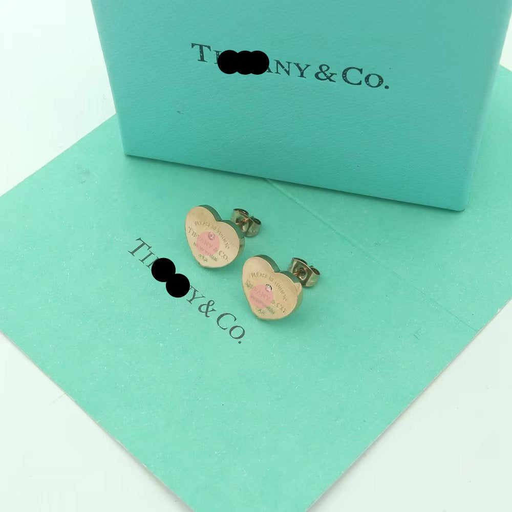 18K Return to Heart Tag Stud Earrings