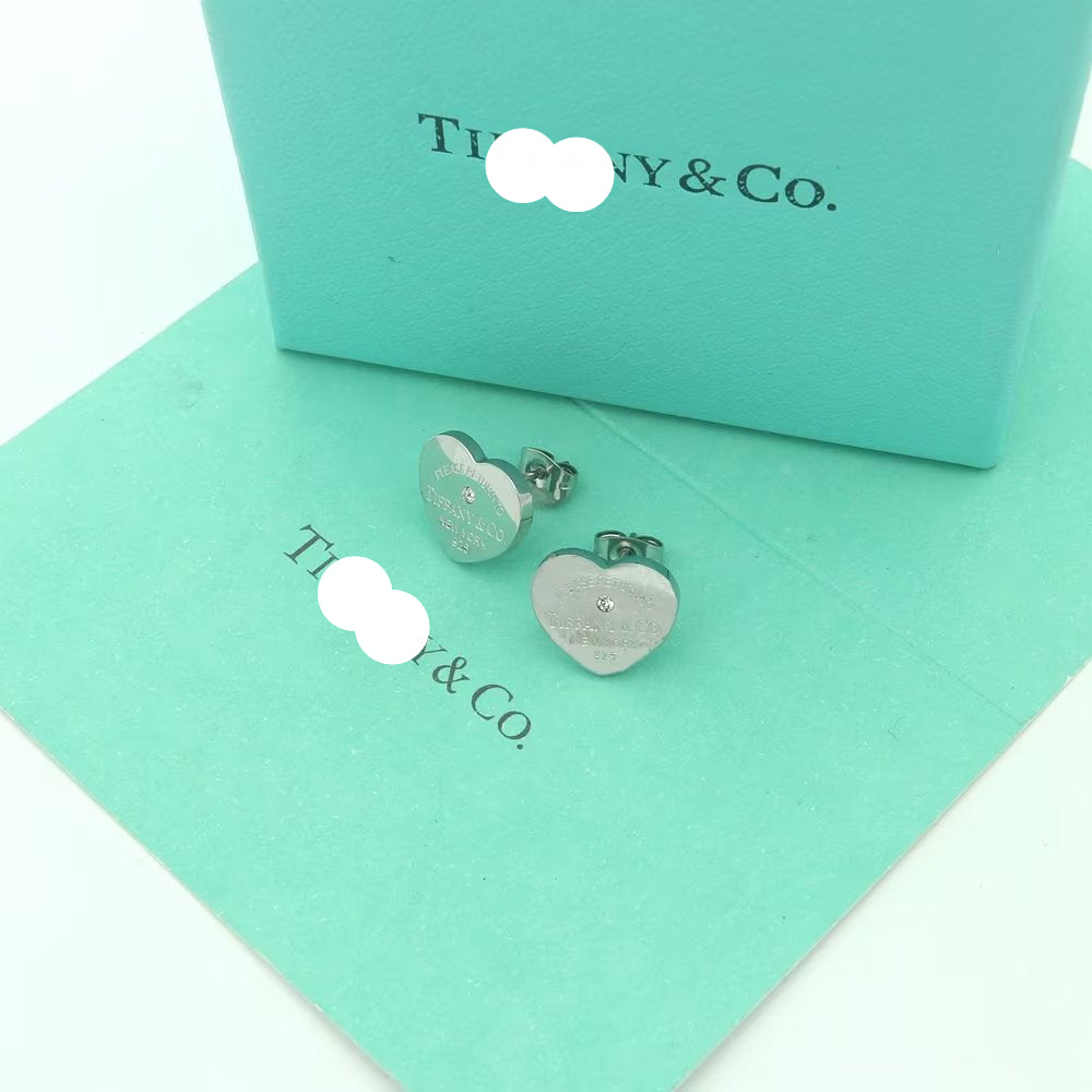 18K Return to Heart Tag Stud Earrings