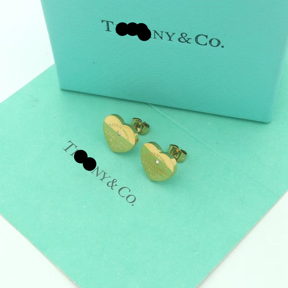 18K Return to Heart Tag Stud Earrings
